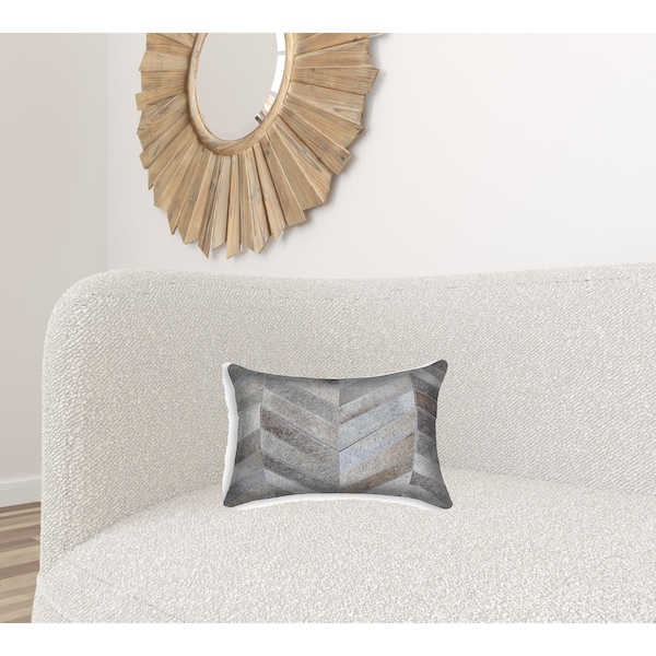 12 X 20 In. Cowhide Pillow - Gray